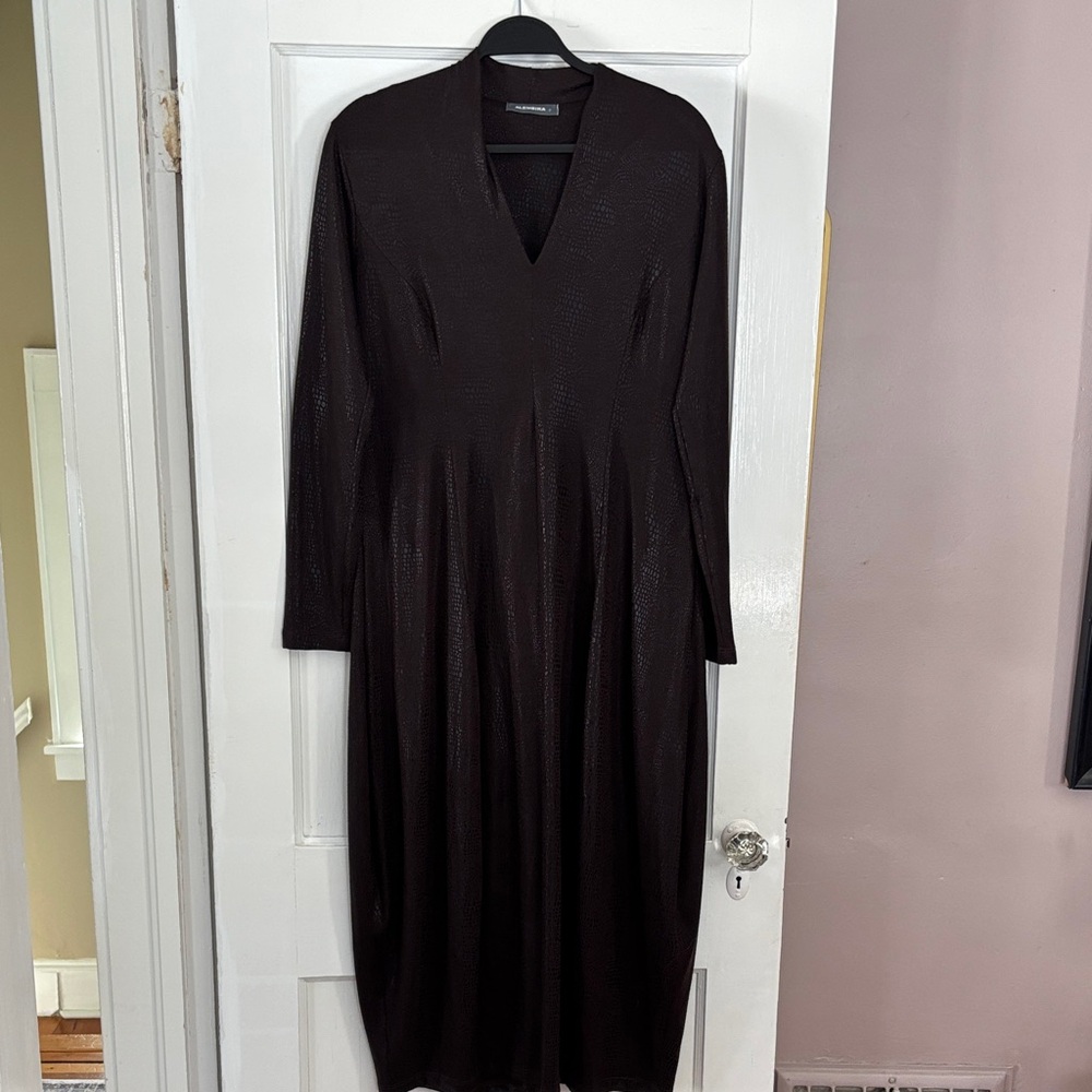 Alembika Long Sleeve Brown and Black animal print Dress